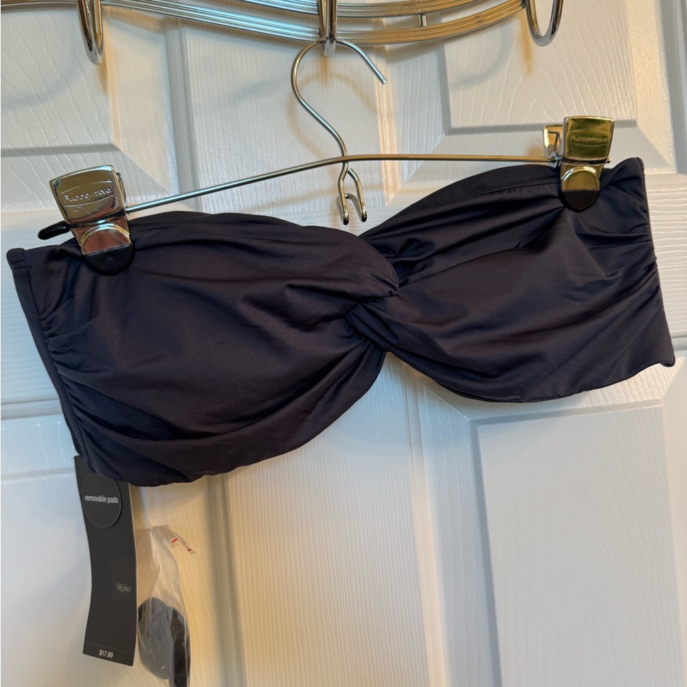 *NWT* Mossimo Supply Co. Gray Bandeau Twist-Front Bikini Top, Size XL